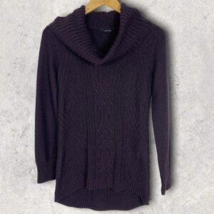 RW&Co Angora Rabbit Hair Blend Cable Knit Turtleneck Tunic Sweater‎ Size Small S